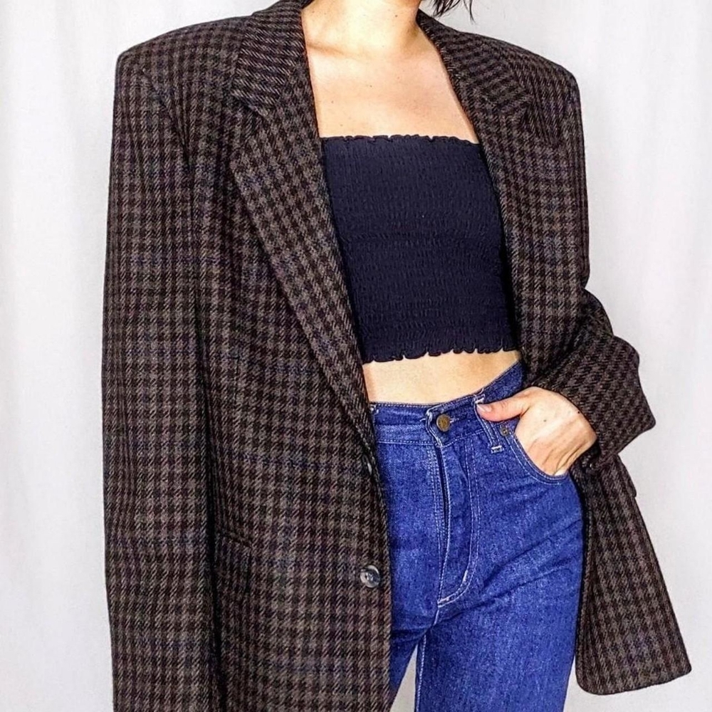 Vintage houndstooth 100% wool blazer